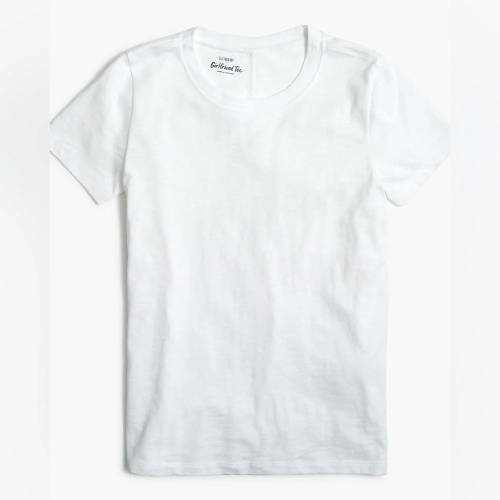 J crew white Short-sleeve girlfriend crewneck tee